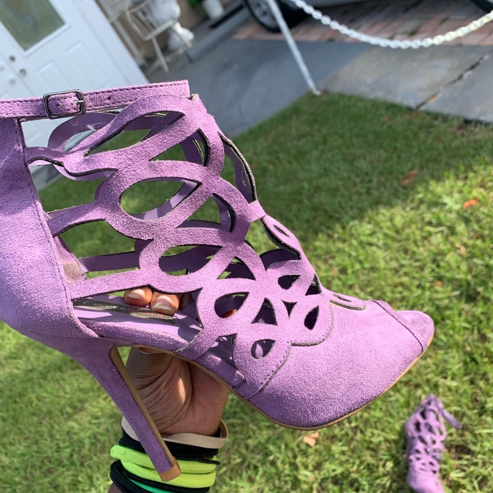 Purple suede heels